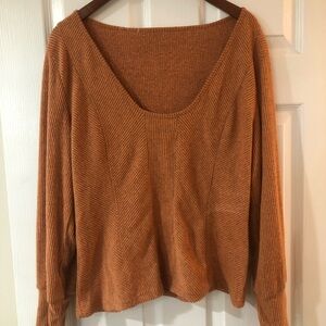 Scoop neck Ribbed Sweater Top